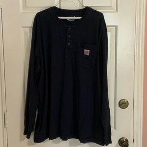Carhartt Men's Dark Navy Blue Henley Long Sleeve Shirt
